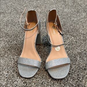 Elegant Silver Block Heel Sandals